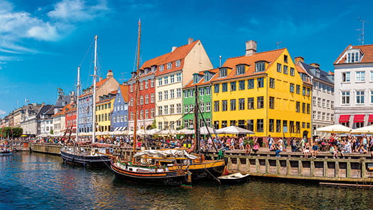 The Nyhavn District in Copenhagen, Denmark